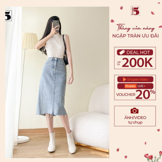 Chân váy Jeans dài dáng xẻ sau tôn dáng thanh lịch phù hợp cho mọi hoàn cảnh Twenty.5-  4109