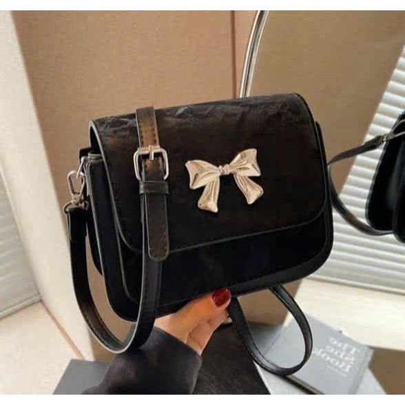 Túi xách nữ đeo chéo đeo vai basic có gắn nơ HP101