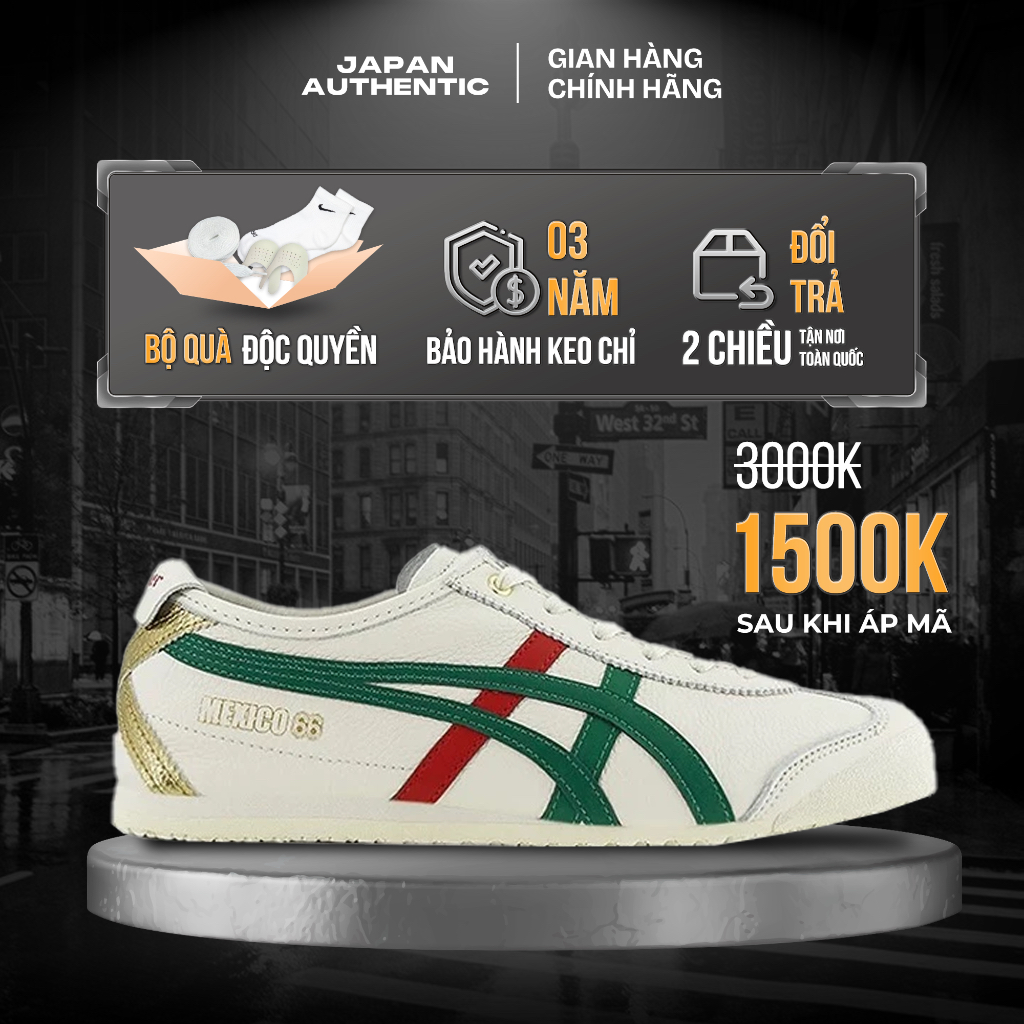 Giày Onitsuka Tiger chính hãng, Onitsuka Tiger Mexico 66 xanh Birch/Kale real fullbox, bảo hành 03 n