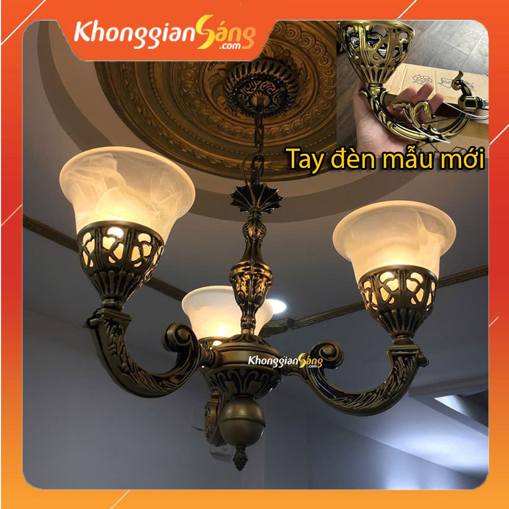 [BÓNG LED] ĐÈN CHÙM TÂN CỔ ĐIỂN GIẢ ĐỒNG GẮN TRANG TRÍ KHÔNG GIAN PHÒNG KHÁCH, BẾP, SẢNH, MÁI VÒM