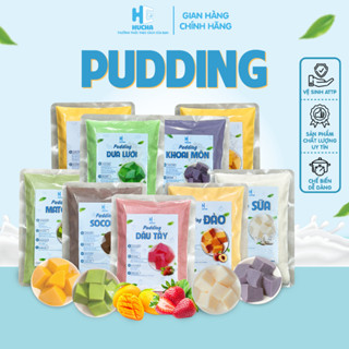 Bột pudding gói 50g siêu ngon và hấp dẫn 9 vị trứng socola khoai môn dưa lưới matcha dâu sữa đào xoài-nguyên liệu Hucha