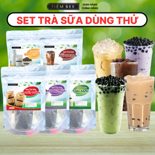 SET DÙNG THỬ trà sữa truyền thống, thái xanh, gạo rang, môn, socola 5-7 ly Tiệm Của Bee set nguyên liệu trà sữa