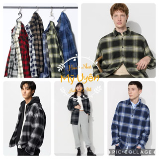 Áo sơ mi kẻ Nam vải dạ mỏng Uni qlo Tag Nhật