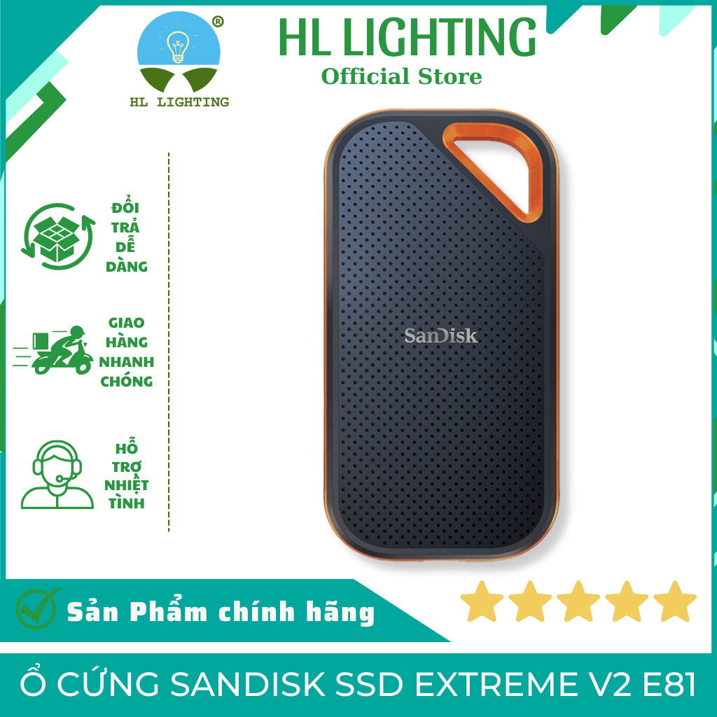 Ổ Cứng SanDisk SSD Extreme V2 E81 1TB/2TB/4TB 2000MB/s USB-C IP55 AES 256-Bit HL Lighting