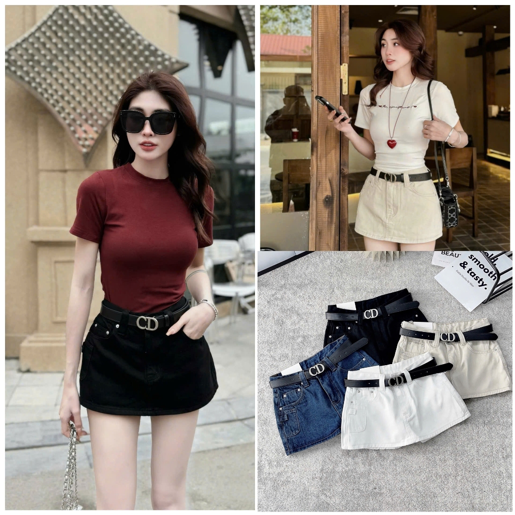 SALE LẺ SIZE Chân váy jean denim ngắn đai C UMEE STORE QCCC QCL1 CV0604 3316