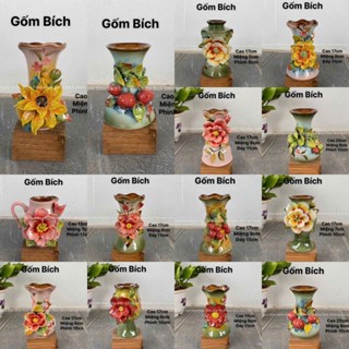 Bình Hoa Mini Đắp Nổi Thủ Công Gốm Sứ Bát Tràng Lọ Hoa Đẹp Nhiều Mẫu