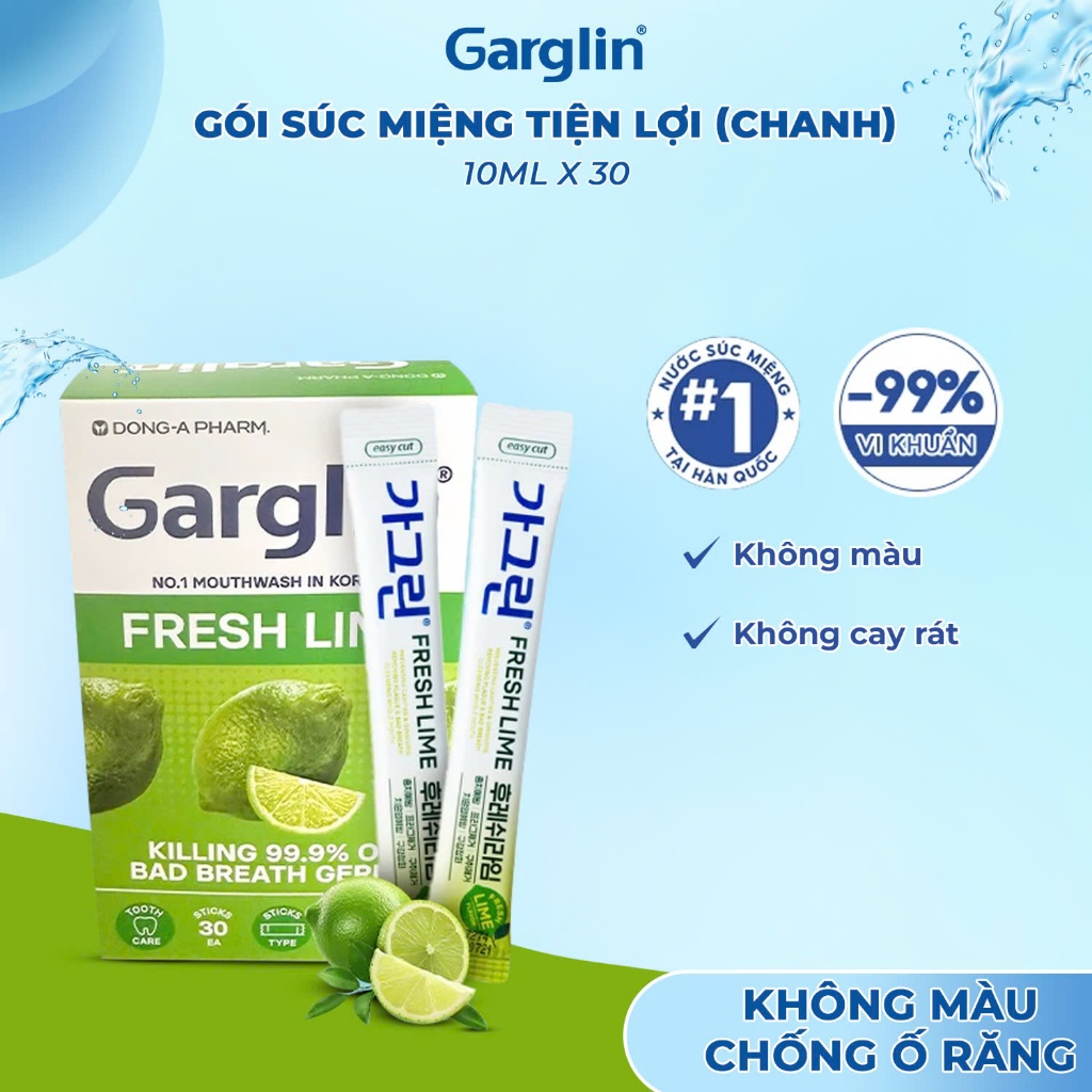  Hộp 30 gói nước súc miệng tiện lợi bạc hà  vị chanh Fresh Lime 10ml 