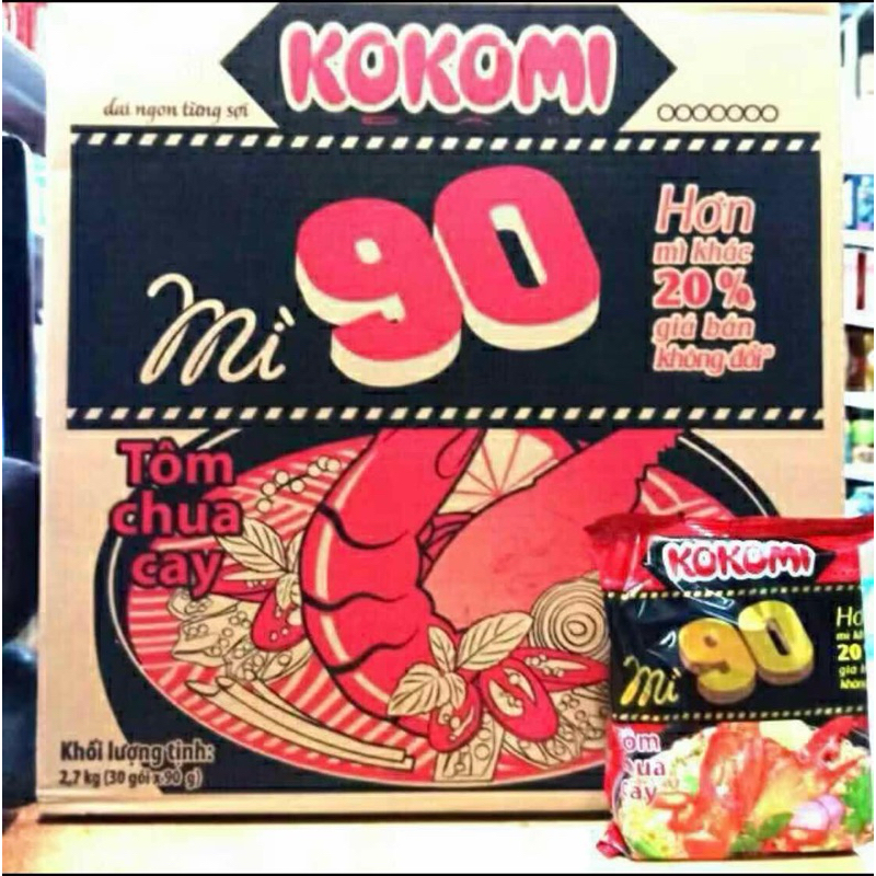 Thùng 30 Gói Mì Kokomi Siêu Ngon hàng 65g, Thùng Kokomi Đại 30 + 3 x 90g