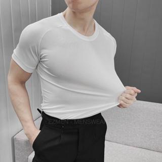 Áo thun nam Menswear cotton sợi gân trơn phối RAGLAN mềm mịn cổ tròn form slimfit