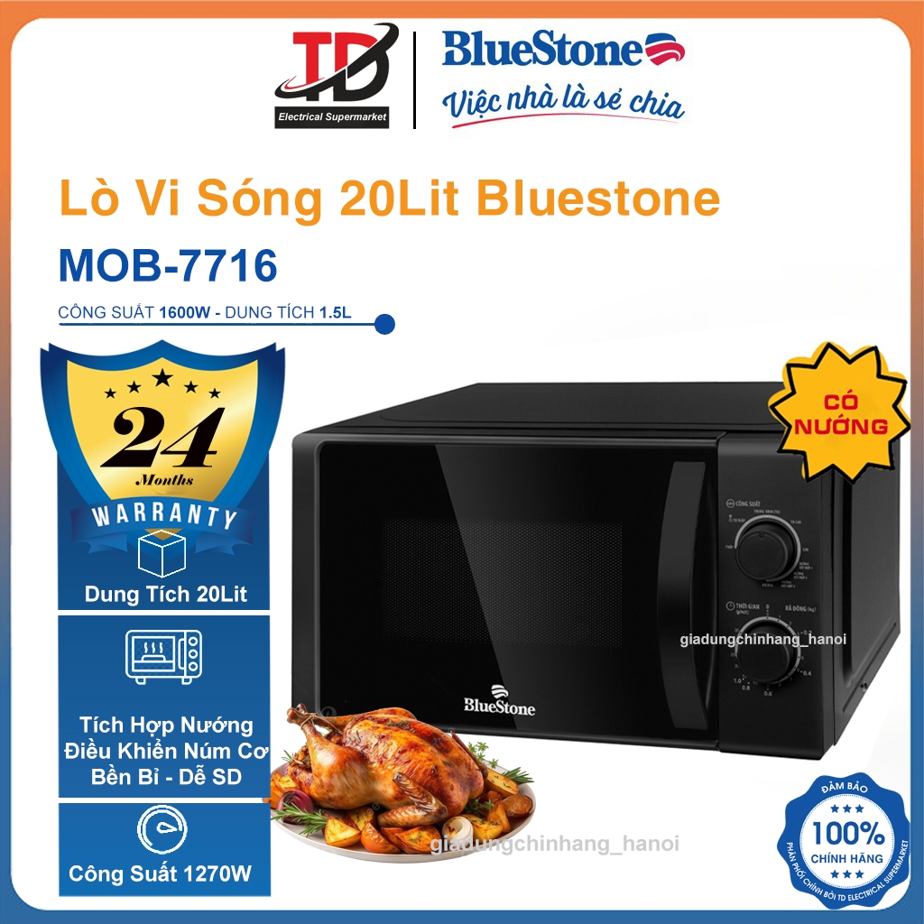 Lò Vi Sóng BlueStone 20 Lít MOB-7708B & MOB-7716, Bảo Hành Chính Hãng 2 Năm