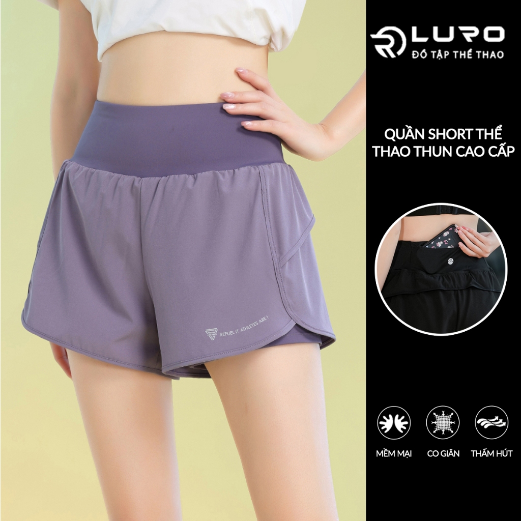 Quần tập gym yoga nữ [Louro Q9N], quần short thể thao có túi 2 lớp, co giãn