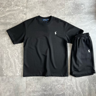 Bộ cộc tay thêu ngựa Basic Buivintage, vải cotton dày dặn thoáng mát.