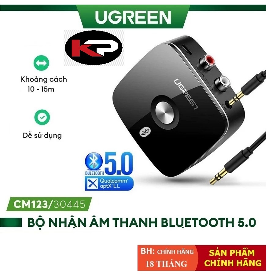 Thiết Bị Nhận Bluetooth 5.0 Music Receiver Ugreen UG-30445 (Dùng cho Loa+Amply) - Hàng Chính Hãng
