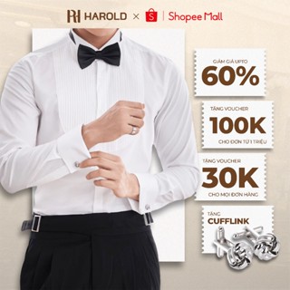 Áo Sơ Mi Nam Dài Tay Đám Cưới Cao Cấp Harold Tuxedo Season 2 + Cufflinks Kiểu Pháp Cotton Thoáng Mát, Đám Cưới