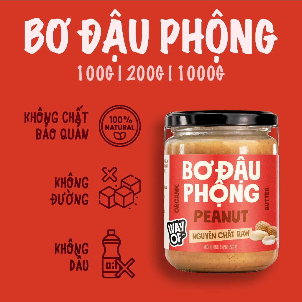 WayOf | Bơ Đậu Phộng Nguyên Chất,  Ăn Kiêng, Không Đường Eat Clean | Peanut Butter RAW