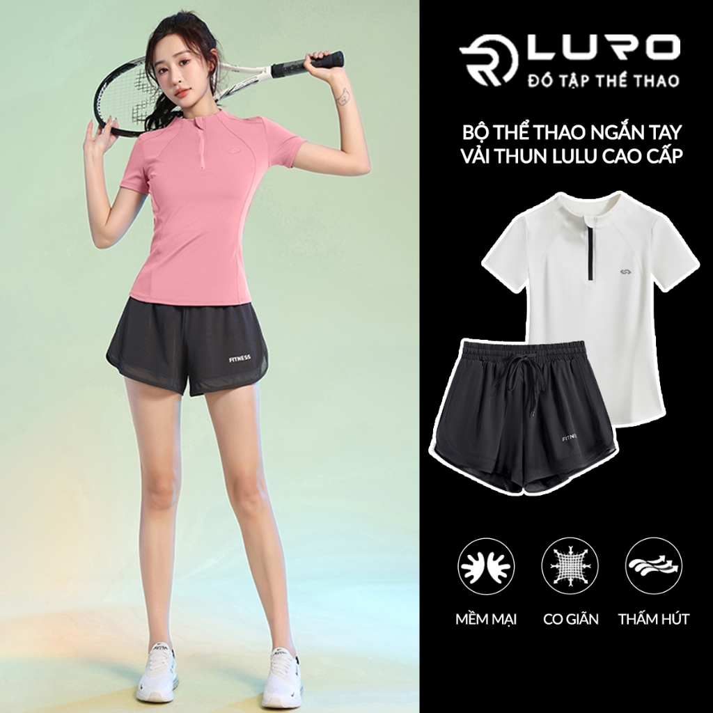 Sét đồ thể thao nữ [Louro S10], bộ quần áo ngắn tập gym, yoga, pickleball, chạy bộ, đạp xe