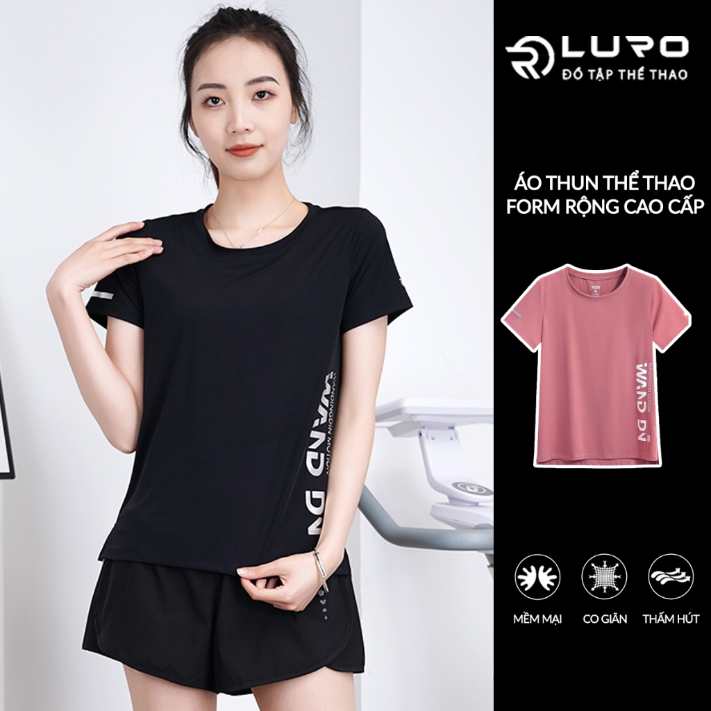 Áo tập gym yoga nữ [Louro A43], kiểu áo thể thao tay ngắn phom rộng, chất liệu thoáng mát, co giãn