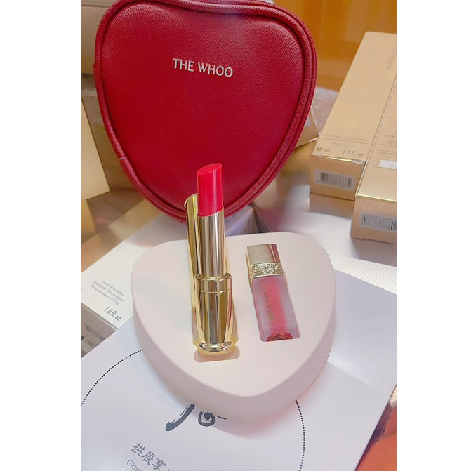 Sét Son Dưỡng Whoo Đỏ tặng son kem mini và ví đỏ Whoo Glow Lip Balm