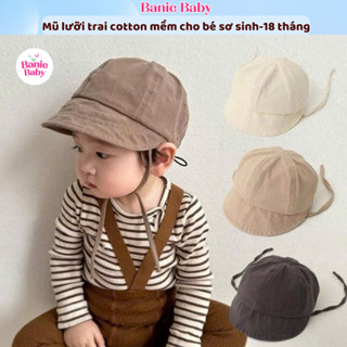 Mũ lưỡi trai vành mềm, mũ trơn vải mềm chống nắng phong cách Hàn Quốc cho bé trai bé gái từ sơ sinh tới 18 tháng - Banie