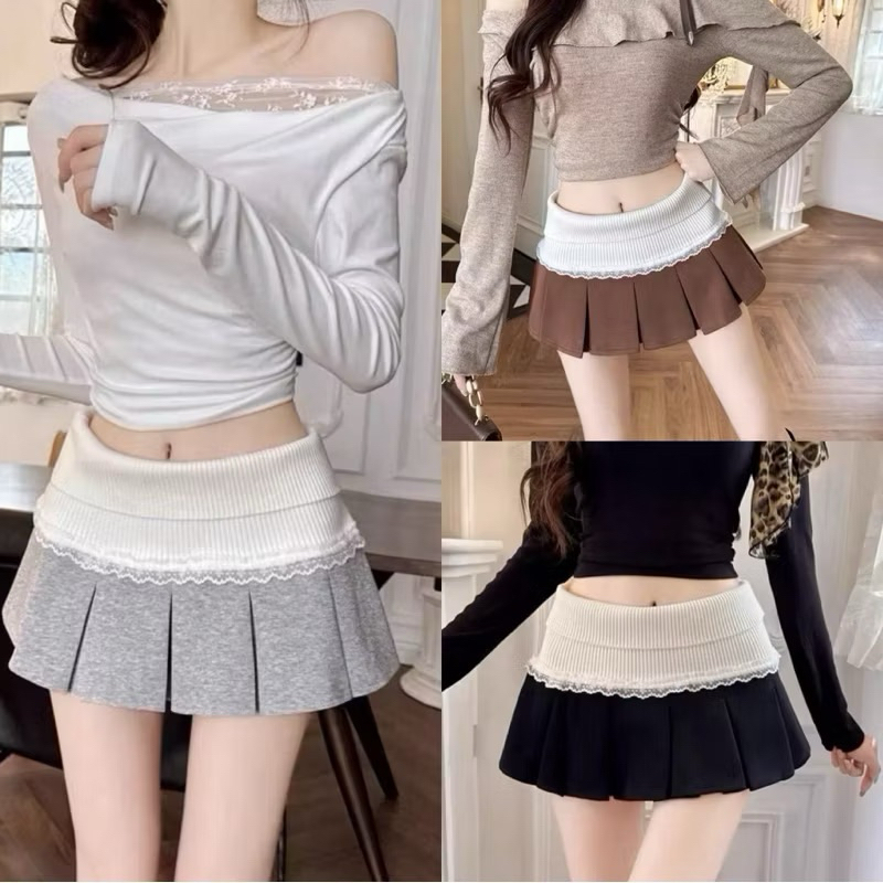 CHÂN VÁY XẾP LY LƯNG THUN PHỐI REN XOÈ CẠP TRỄ SIÊU ĐÁNG YÊU BOONG STORE  DC80