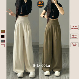 Quần Tây Công Sở Ống Rộng Quần Dài Vải Ống Rộng Cạp Cao Ly Trước Chất Gold Mềm đẹp 247STORE
