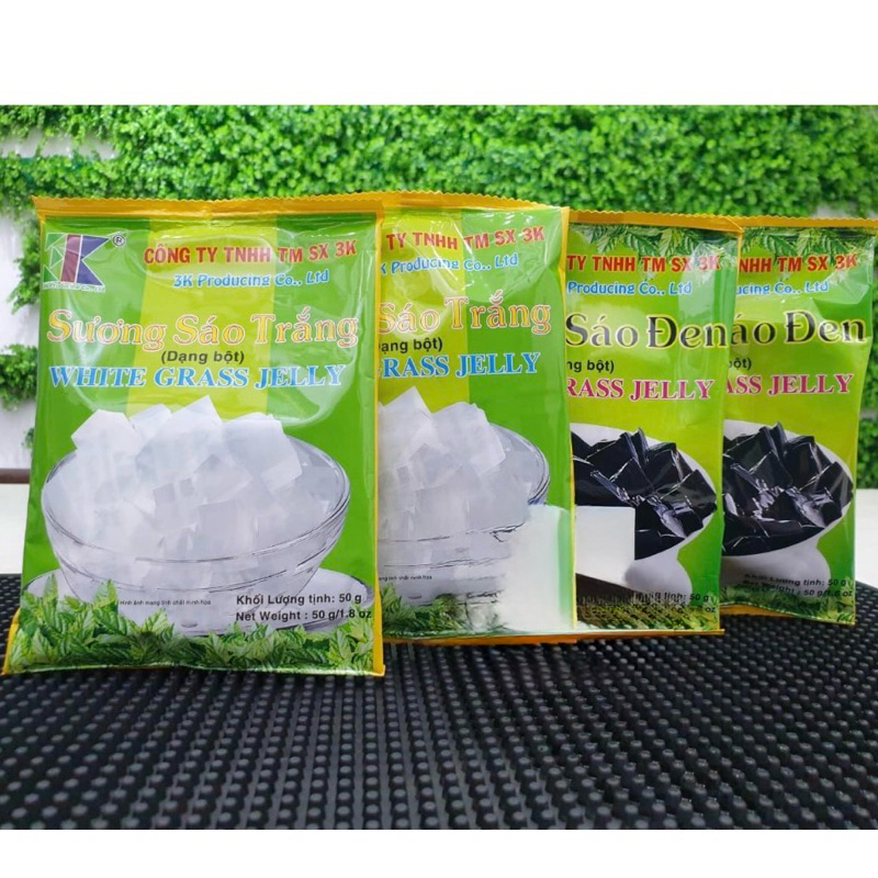 Bột Sương Sáo Trắng/ Đen hiệu 3K gói 50g GIÒN DAI THANH MÁT LÀM ĐƯỢC 1L THẠCH - Tổng kho nguyên liệu