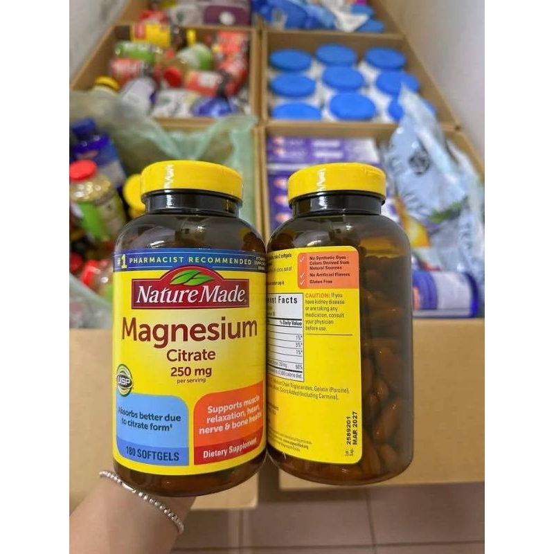 VIÊN UỐNG MAGNESIUM CITRATE NATURE MADE 250MG 180 VIÊN