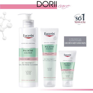 Gel rửa mặt cho da mụn Eucerin 3X Treatment Gel To Foam Cleanser 150ml