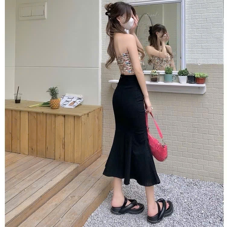Chân váy midi dáng dài ,chân váy đuôi cá cạp chun chất thun co giãn ôm body siêu tôn dáng gợi cảm phong cách Ulzzang | BigBuy360 - bigbuy360.vn