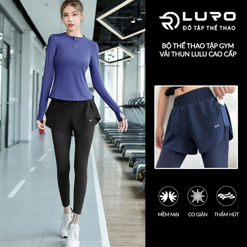 Bộ thể thao nữ dài tay tập gym [Louro S24D]. đồ gym nữ che khuyết điểm tập pickleball, chạy bộ