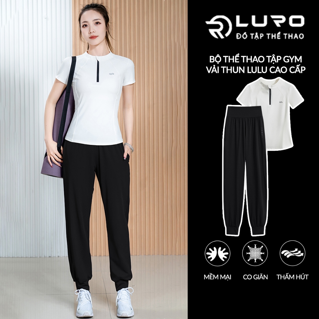 Sét đồ thể thao nữ đa năng [Louro S14], kiểu quần dài jogger với áo tập gym, yoga cao cấp