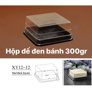 Hộp nhựa vuông XY12-12 đế đen đựng bánh trung thu 250gr (50cái)