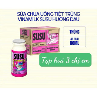 Thùng 48 chai sữa chua uống tiệt trùng Vinamilk Susu hương dâu 80ml(bao bì mới)