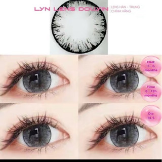  Lens Cận & O độ - kính áp tròng xám mắt mèo vân đá long lanh giãn tròng mẫu lens giãn to 14,5mm  Tommy gray  