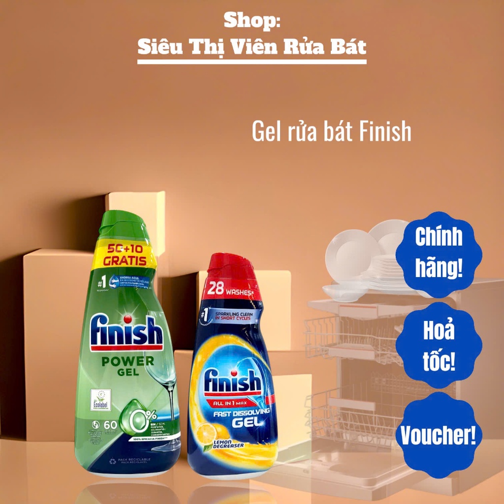 Gel rửa bát Finish, nước rửa bát cho máy [Thơm dễ chịu, dùng thích, nhiều phân…