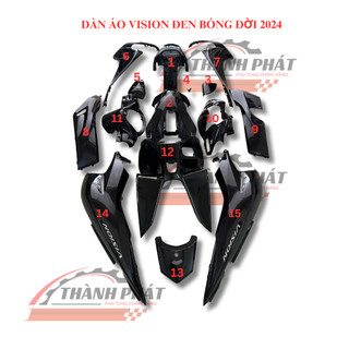 Dàn Áo Vision Đen bóng 2024 full 15 món Gắn được đời 2021,2022,2023,2024,2025 Zin Hãng