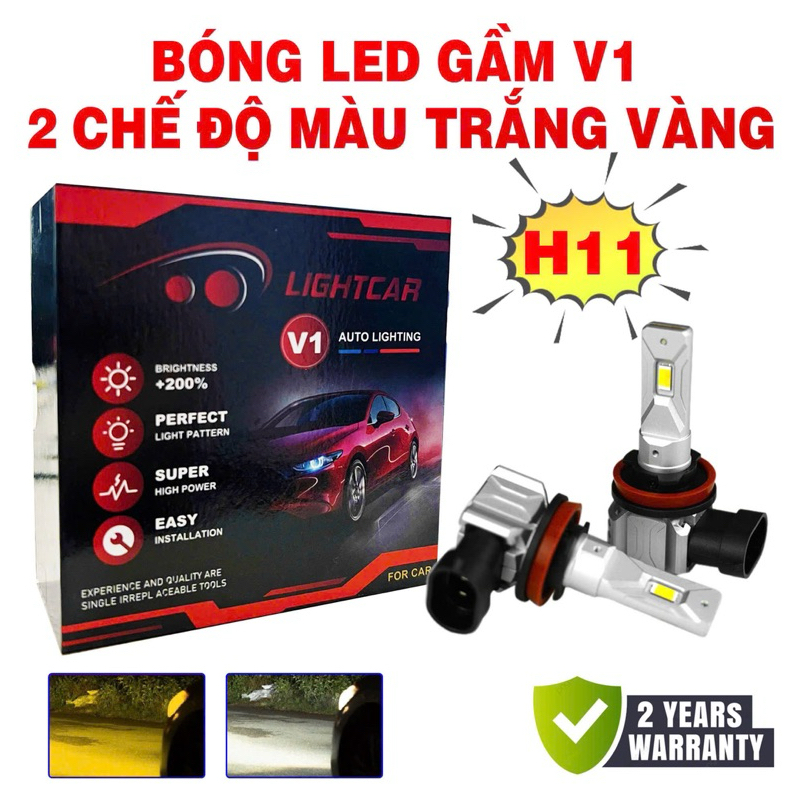 Bóng LED gầm siêu sáng V1 Lightcar chân cắm H11