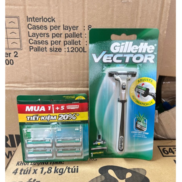 Combo 1 cán dao cạo vector + 1 vỉ lưỡi dao cạo vector 4 cái