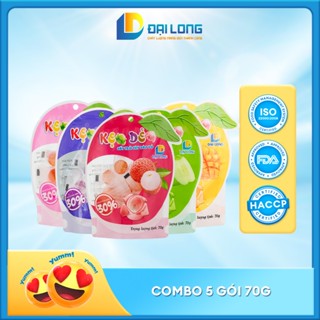 COMBO 5 gói 70g 4-5 vị ngẫu nhiên Kẹo bóc vỏ dẻo bi cốt trái cây Đại Long ăn hoài không chán
