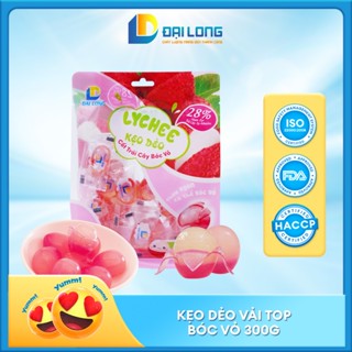 [GÓI 300g] Kẹo dẻo vải TOP bóc vỏ Đại Long chiết xuất từ nước trái cây thơm ngon ăn vặt