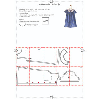 Rập  mã R347 - đầm cổ sen dáng suông cho bé