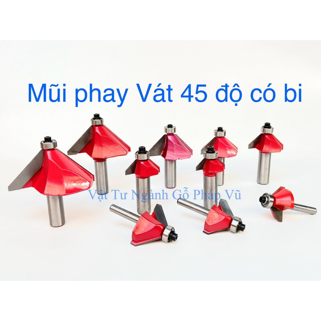 Mũi phay Vát 45 độ có bi, mũi soi chỉ vát [H28] - Ngành Gỗ