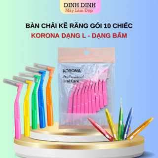 Bàn chải kẽ răng Korona (Gói 10 chiếc), bàn chải niềng răng, bàn chải kẽ chữ L và chữ I - Dinh Dinh