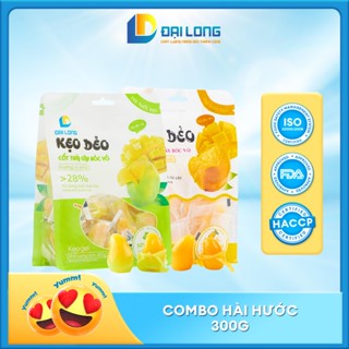 COMBO HÀI HƯỚC Đại Long gồm 2 gói kẹo dẻo bóc vỏ vị xoài xanh, xoài chín vừa ăn vừa chơi
