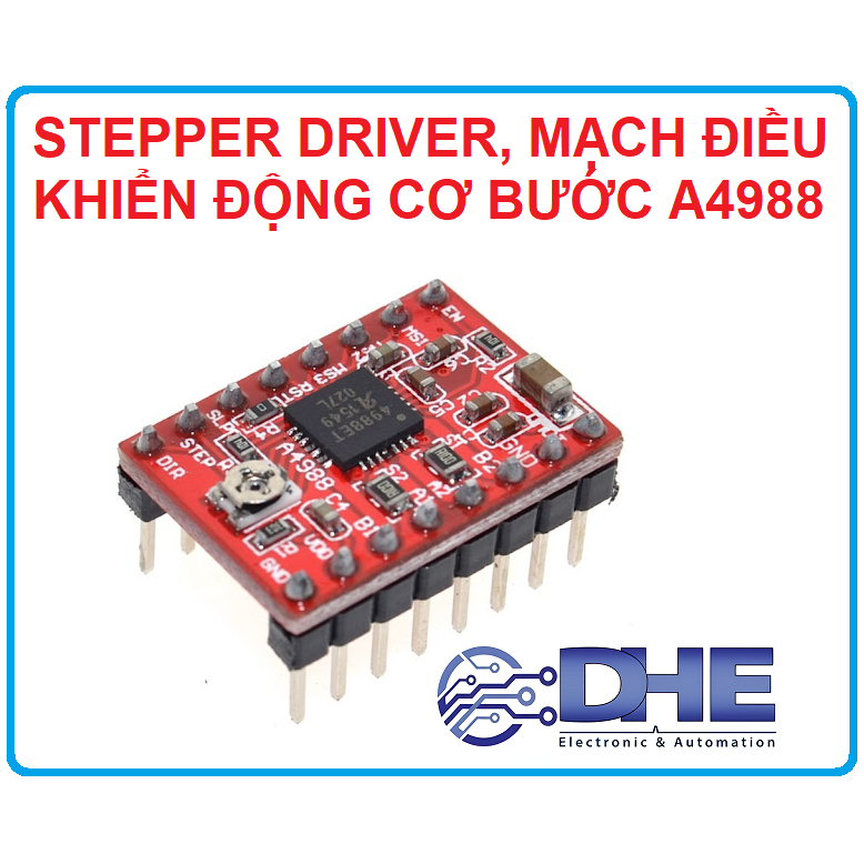 STEPPER DRIVER, MẠCH ĐIỀU KHIỂN ĐỘNG CƠ BƯỚC A4988 ( CÓ TẢN NHIỆT )