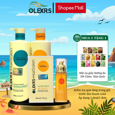 Combo CẶP GỘI XẢ Olexrs+Hair Salon Và TINH DẦU DƯỠNG Olexrs Collagen Phục Hồi Tóc Hư Tổn 500ml và 80ml