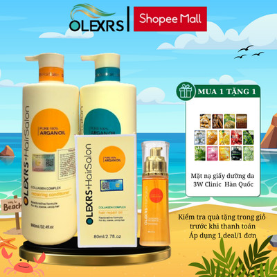 Combo CẶP GỘI XẢ Olexrs+Hair Salon Và TINH DẦU DƯỠNG Olexrs Collagen Phục Hồi Tóc Hư Tổn  960ml và 80ml