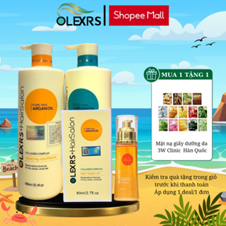 Combo CẶP GỘI XẢ Olexrs+Hair Salon Và TINH DẦU DƯỠNG Olexrs Collagen Phục Hồi Tóc Hư Tổn  960ml và 80ml