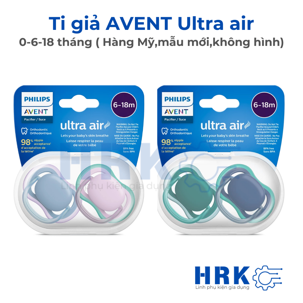 Ti giả  AVENT ultra air không hình, cho bé từ 6-18 tháng (Hàng air Mỹ)