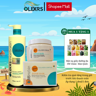 Combo Dầu Gội Olexrs+Hair Salon Và Ủ Tóc Olexrs collagen Giúp Phục Hồi Tóc 500ml